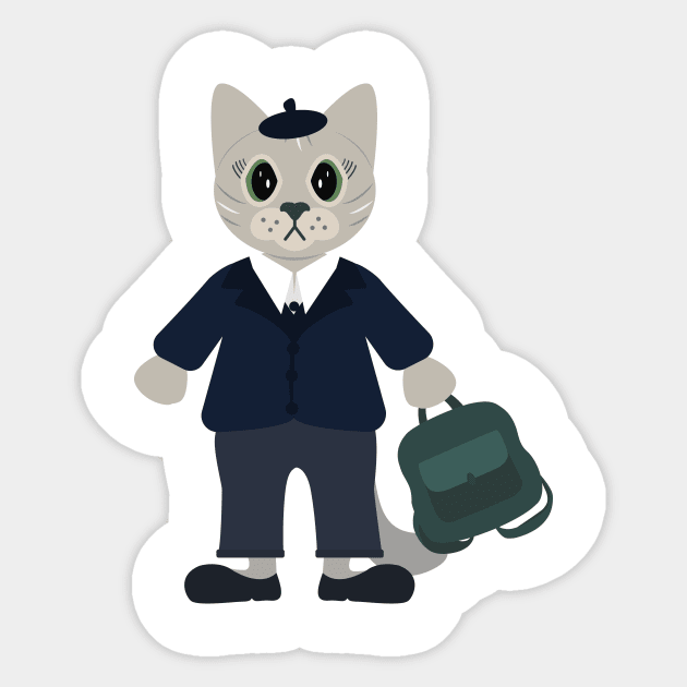 Cat schoolboy Sticker by Alexandra